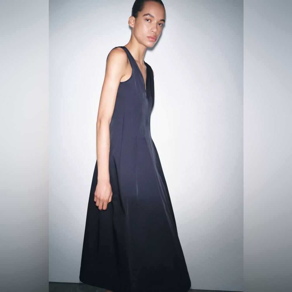 ZARA ZW COLLECTION MIDI ZIPPER DRESS SZ L Used once - Picture 3 of 5
